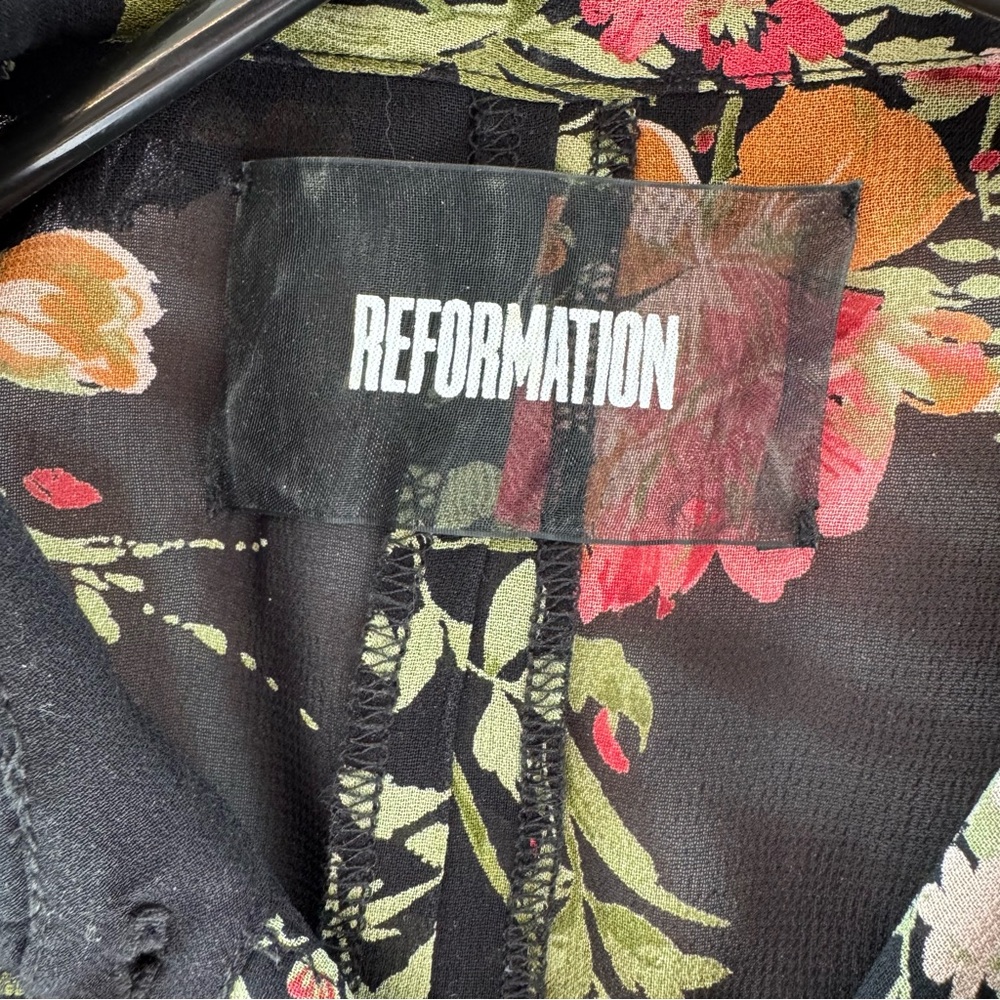 Reformation Elmwood Dress Black Floral - Picture 7 of 8